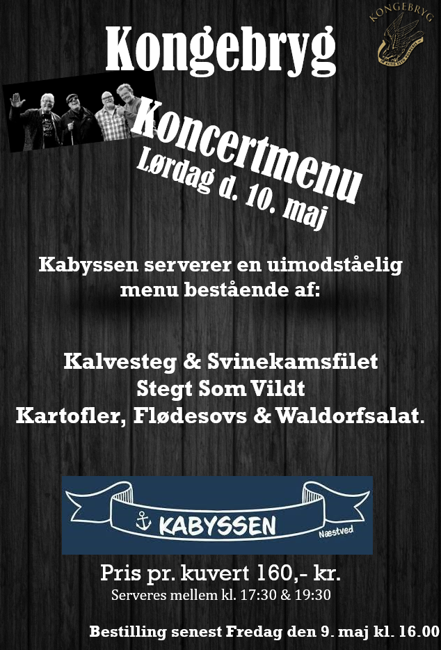 Koncertmenu Bamse Jam // Kongebryg lørdag d. 10. maj kl. 17:30